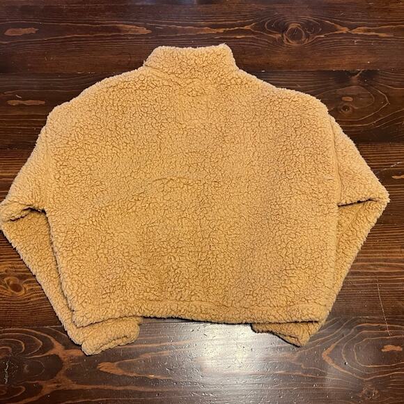 Hollister Sherpa Jacket Women’s Size M Tan Brown Fall Cozy Warm Thick Hiking - Picture 4 of 4